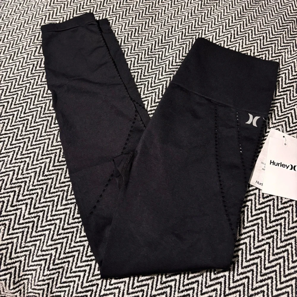 Hurley Val Pointelle High Waist Leggings In Black | Sz S - Picture 9 of 11